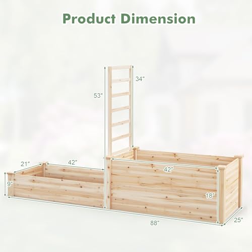 Raised Garden Bed with Trellis & Open Base Design