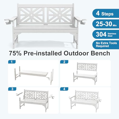 Oversized Outdoor Bench with Cup Holders
