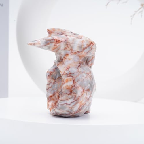 Natural Red Grid Crystal Skull and Crow Head Hand Carved Reiki Healing Stone Statue Healing Home Office Art Room Decoration (Red Grid Stone / 3inch)