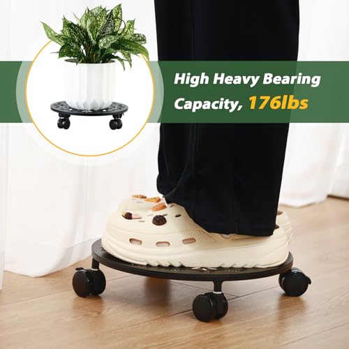4 Pack Rolling Plant Caddy with Wheels 12 Inch (4 Count)