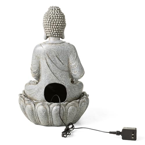 Buddha Fountain Outdoor 20.5" H (Concrete Buddha W/Lotus Basin / 20.5"H)