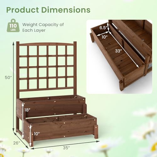 Raised Garden Bed with Trellis & Legs