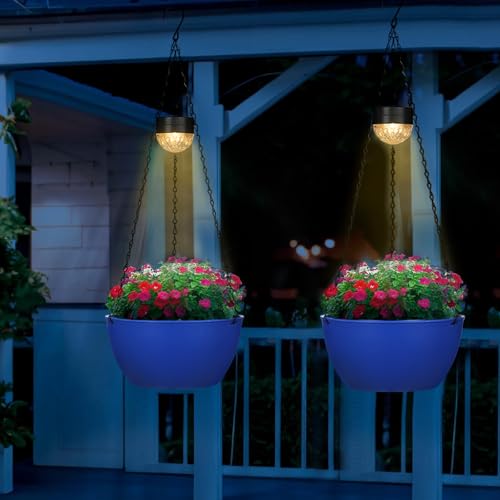 2 Pack Solar Hanging Planters for Plants Outdoor (2 Count)