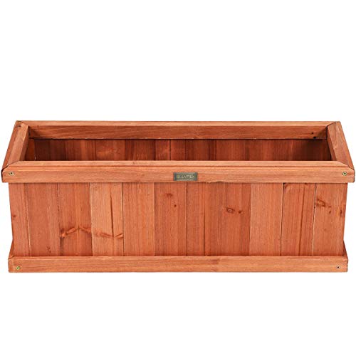 Raised Garden Bed Flower or Vegetable Planter Window Mounted Plant Box for Garden (Cedar Brown / 28"x10"x10")