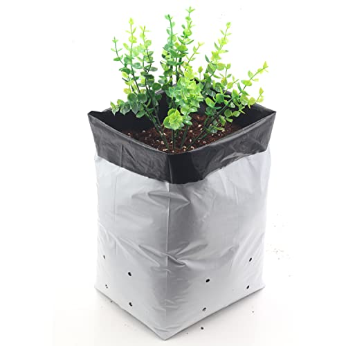 R Plastic Grow Bags Poly Planters Panda Film Black and White 5 Gallon 25pcs (25 Count)