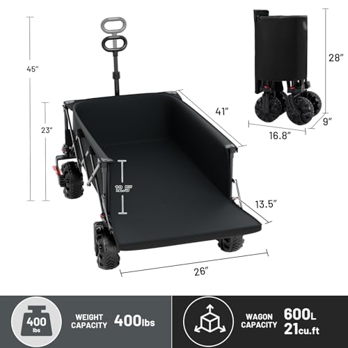 600L Beast Wagon 26" W Extra Wide All Terrain Folding w (Black / 600L)