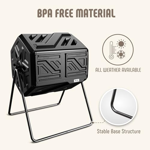 43 Gal Dual Chamber Compost Bin Tumbler for Backyard Garden