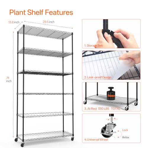 6 Tier Plant Shelf with Grow Light (5 Count)