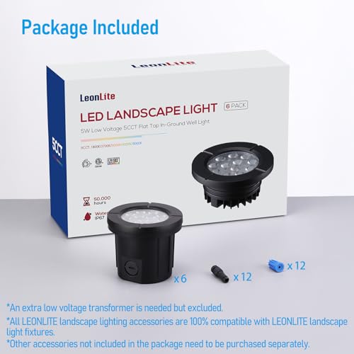 6 Pack Dia. 4 Inch 5CCT Well Lights Flat Top Black (Black)