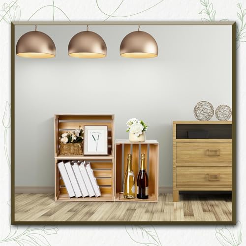 3 Pack Large Wood Crates Box for Storage Unassembled 20 x 14 x 11'' Wooden Milk Crates with Handles Decorative Nesting Box for Display Unfinished Rustic Decor DIY Office Home Retail Art Craft (3 Count)