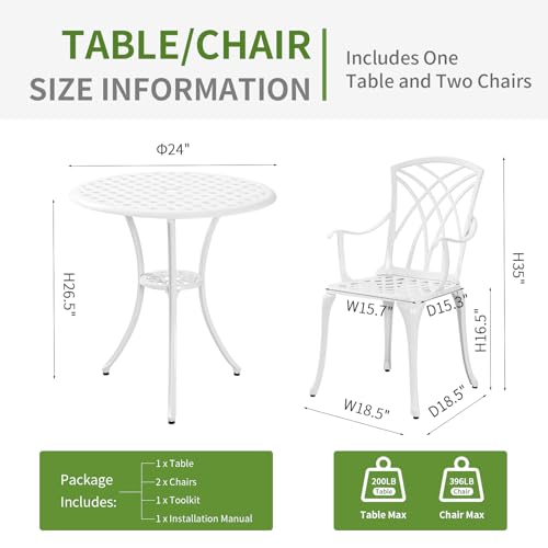 Patio Bistro Set 3 Piece with Umbrella Hole
