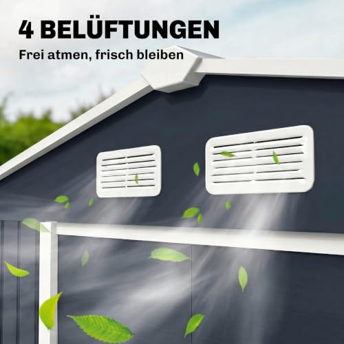 9' x 6' Outdoor Storage Shed Garden Tool Metal Shed Dark Gray