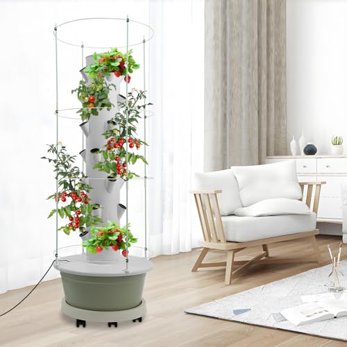 28 Plant Hydroponic Growing Tower with Climbing Trellis