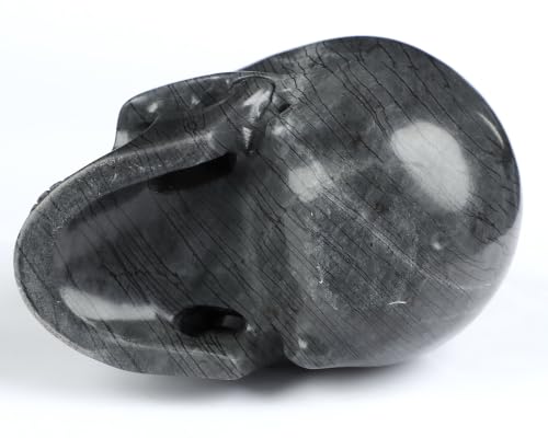 5.0" Black Picasso Jasper Crystal Skull (Skullis 5.0" Black Picasso Jasper 50)