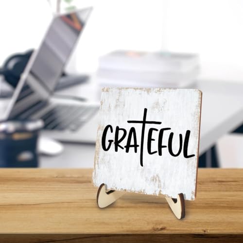 Inspirational Wood Sign Rustic Desk Decor Home House Office Work Table Desk Accessories Decorative Christian Religious Bible Verse Faith Decorations Office Supplies Living Room Cubicle Decor (3 Count)
