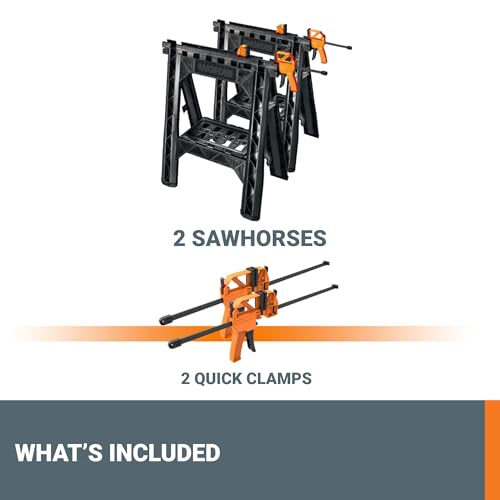 WX065 Clamping Sawhorses with Bar Clamps (Clamping Sawhorse Pair)