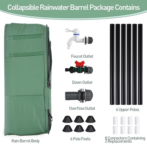 53 Gallon Collapsible Rain Barrel with Zipper and Faucet