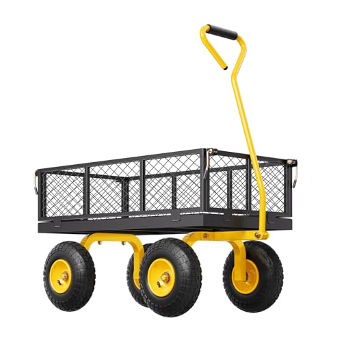 Steel Garden Cart 500 lbs Heavy Duty Garden Wagon Cart on Wheels