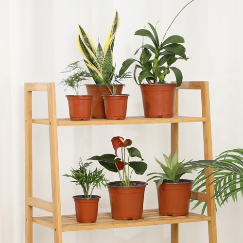4 Inch 300 Pack Plastic Nursery Pots with Drainage Holes with 300pcs Labels (300 Count)