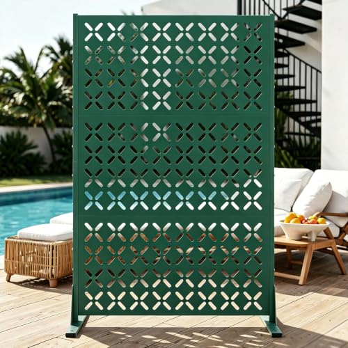 Metal Privacy Screen Outdoor (Green X‑shaped)