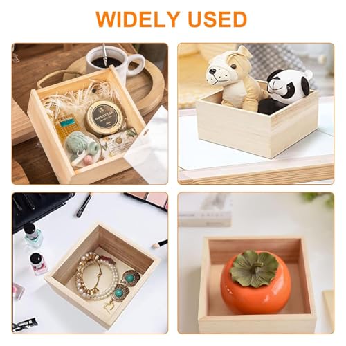 8 Pack Unfinished Wooden Box Square Rustic Small Wooden Boxes (8 Count)