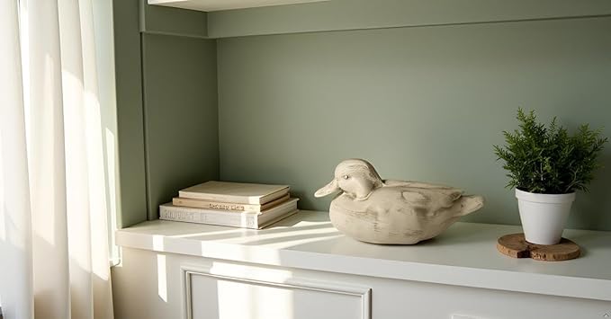 Knick Knacks Duck Statue Home Decor Hand Carved Hand Painted Decor for Home, Office Desk Cute Animal Figurine Unique Gift for Holidays Housewarming (Beige)