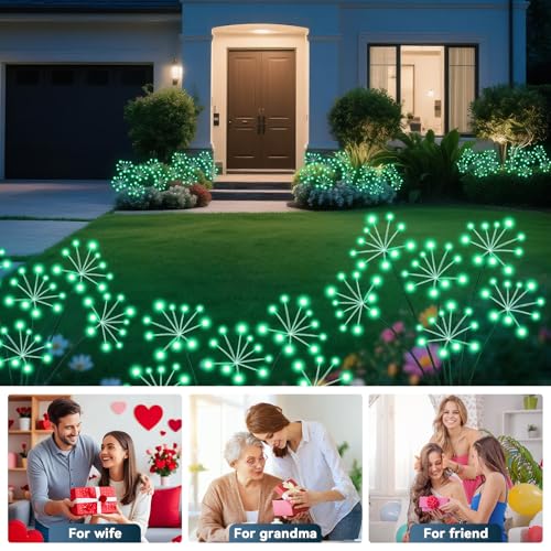 Solar Garden Lights 2 Pack Waterproof Swaying Starburst Lights Green (2 Count)