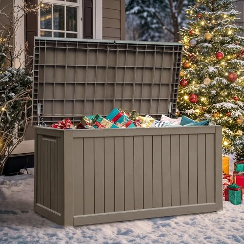 XXL 230 Gallon Large Outdoor Storage Deck Box for Patio Furniture (Taupe / 230 Gallon)