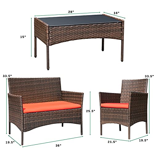 Patio Furniture 4 Pieces Conversation Sets