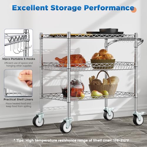 3 Tier Rolling Carts with Wheels
