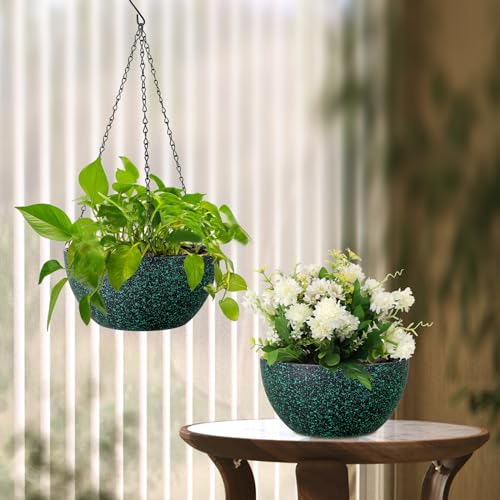 12 inch Large Hanging Planters for Indoor Outdoor Plants (2 Count)
