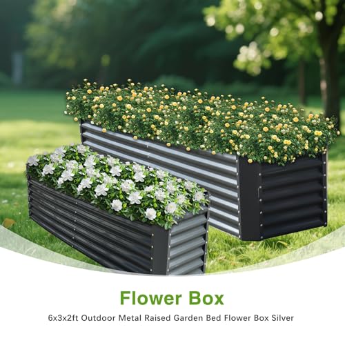 6x3x2FT Galvanized Planter Raised Garden Boxes 269 Gallon