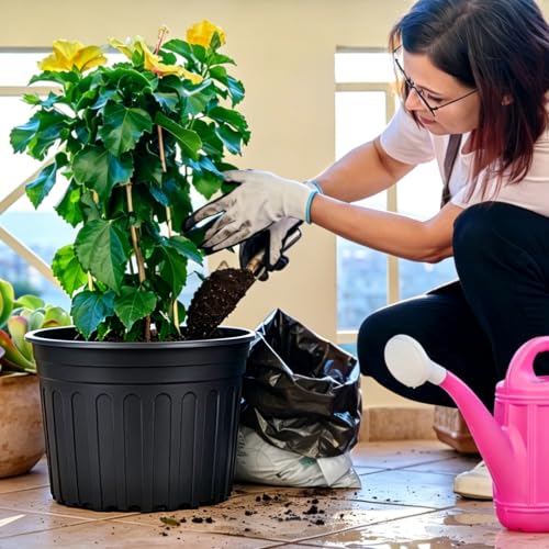 50 Pack 5 Gallon Black Flexible Flower Plant Nursery Pots (5 gallon / 50P)