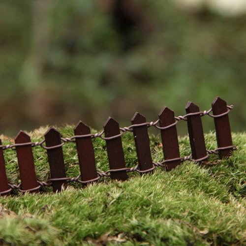35 Inches Mini Fairy Garden Fence DIY Small Wood Decorative Picket Fence Micro Landscape Miniature Ornaments for Dollhouse