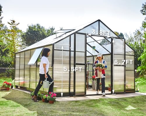 12x13.5x9 FT Polycarbonate Greenhouse with Quick (12x13.5x9 FT)