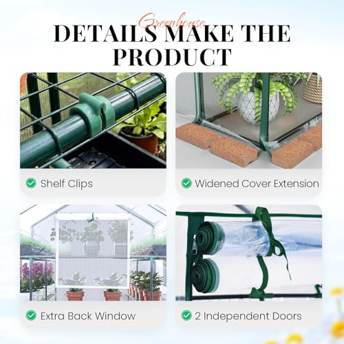 Premium Greenhouse for Outdoors (Clear / 56x56x78")