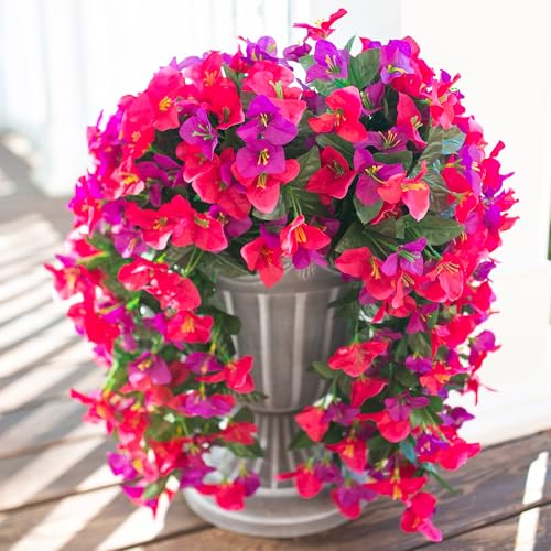 2 PCS Bougainvillea Artificial Hanging Flowers Plants for Outdoors (2 Count)