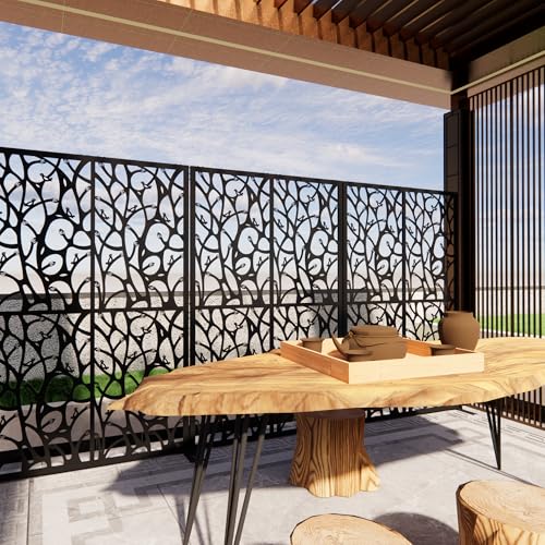 72" Metal Privacy Screen Bird Pattern