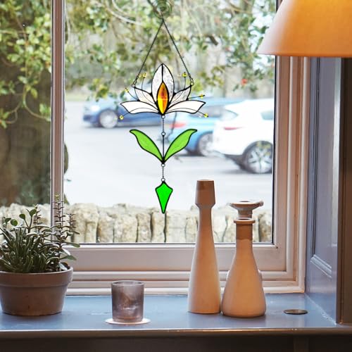 Lotus Flower Gifts Stained Glass Suncatcher for Window Hanging