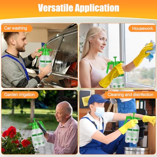 3Pcs 1 2 Gallon Hand Pump Sprayer with Adjustable Nozzle (Green / 1/2 Gallon)