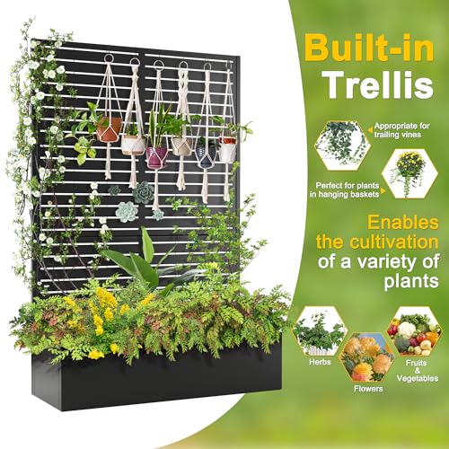 71" H Metal Planter Box with Trellis