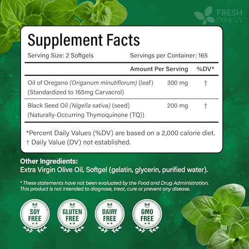 Oregano Black Seed Oil Softgels (330 Count)