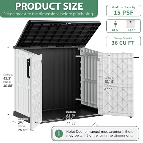 36 Cu Ft Outdoor Storage Cabinet (Black-Ashen / 30.1"×52.1"×44.3")