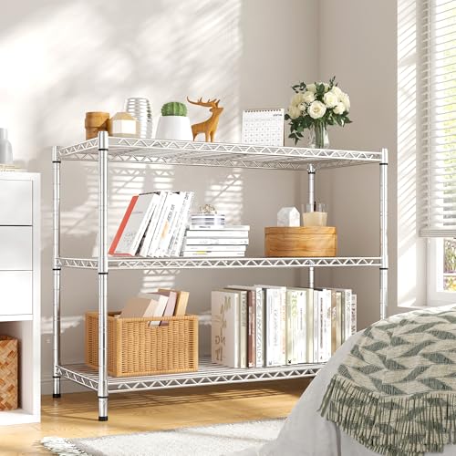 Heavy Duty 3 Tier Metal Shelving Unit (Chrome-35.6"Wx14"Dx36"H(2P))