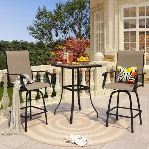 3 Piece Outdoor Swivel Bar Stools Set (3 Count)