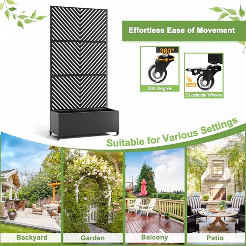 Metal Raised Garden Bed with Trellis & Wheels