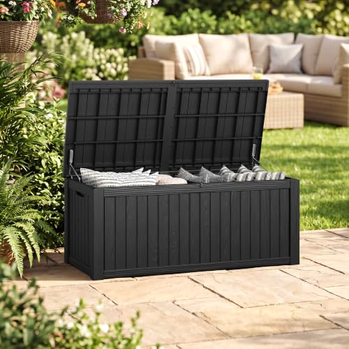 230 Gallon Outdoor Storage Box Waterproof Deck Box for Patio (Black / 230 Gallon)