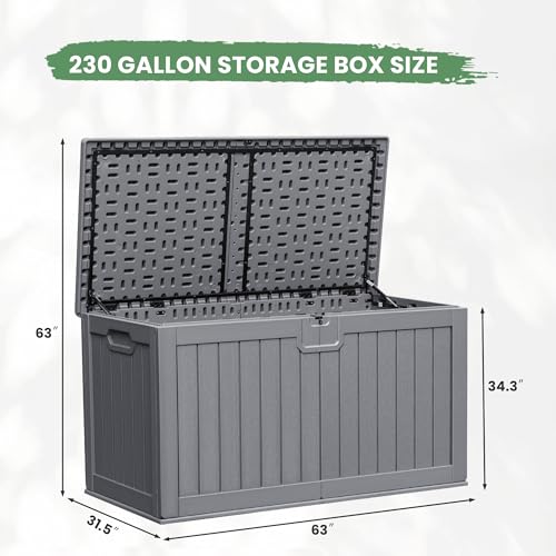 230 Gallon HDPE Outdoor Storage Box with Removable Dividers (230 Gallon / Gray)