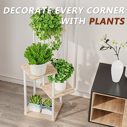 4 Tier Tall Plant Stand Indoor Corner Tiered Shelf Metal MDF Board