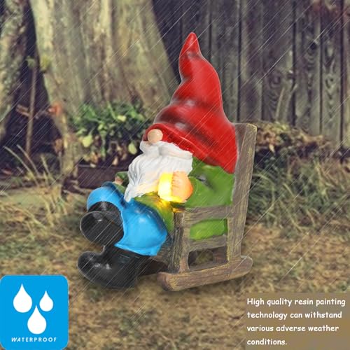 Garden Gnome Statue Solar Light Miniature Outdoor Decor Gnome Figurine for Outdoor Indoor Home Lawn Yard Balcony Porch Patio for Women Mom Grandma 3.54"x2.36"x4.72" (Gnome)